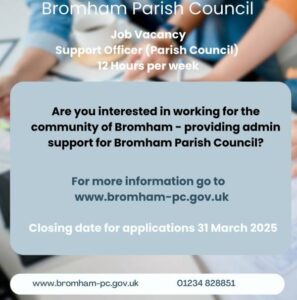 Bromham Parish Council Job Advert - Support Officer (Link in article text)